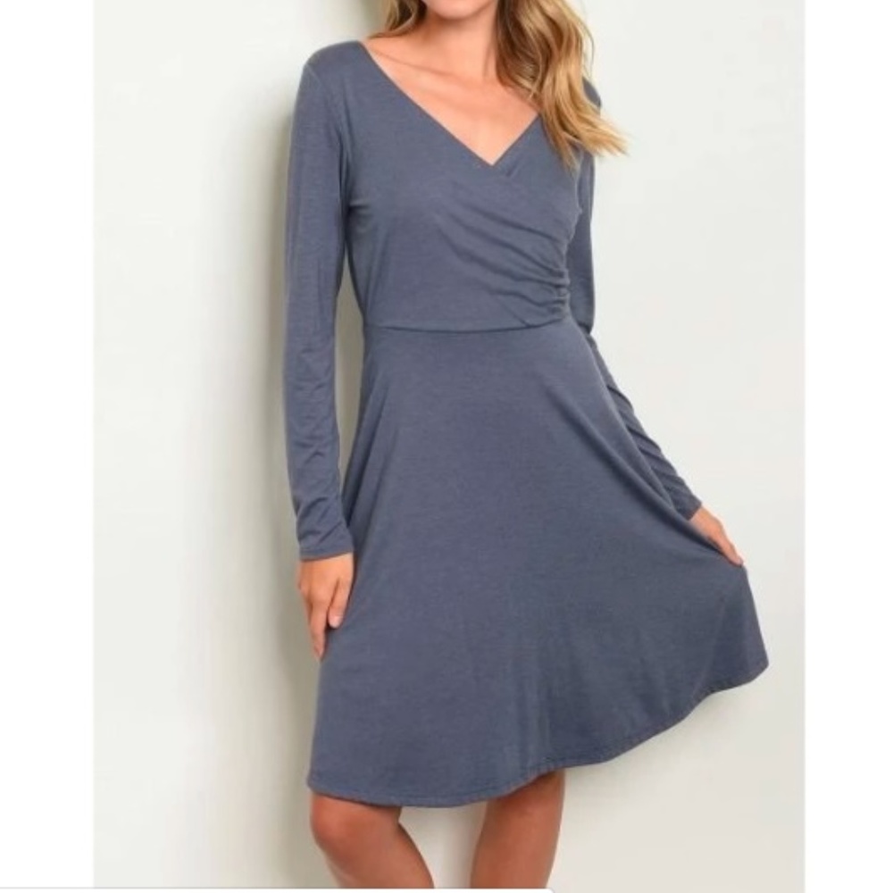 Gilli Blue Faux Wrap Dress ALL ITEMS NEW FROM CLOSED BOUTIQUE #8548